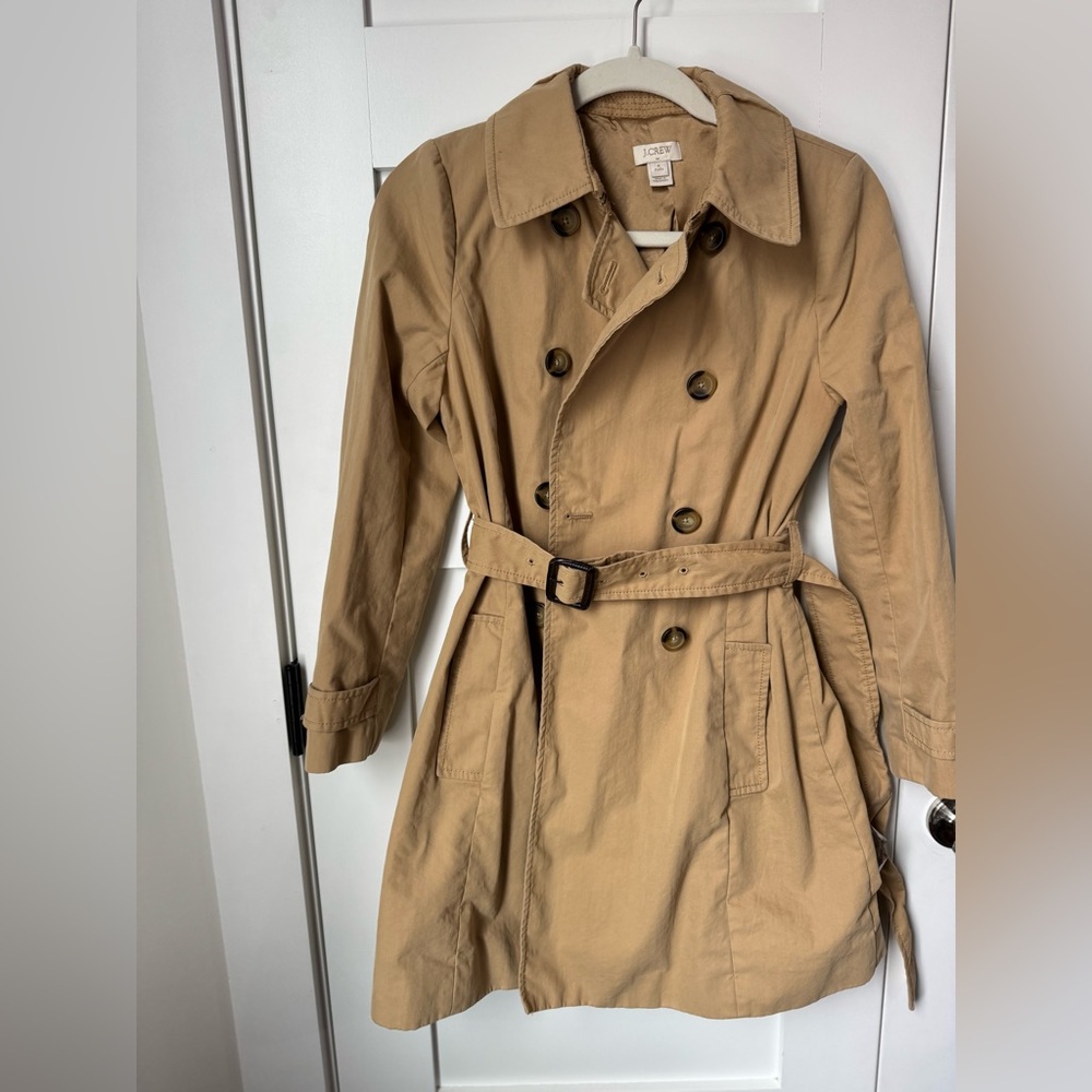 J. Crew Tan Trench Coat size 4 Petite - Picture 2 of 13